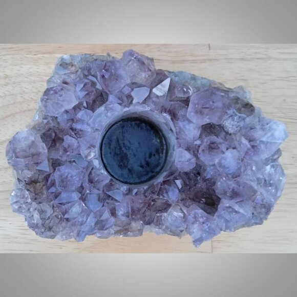 AMETHYST tea light candle, sphere or egg holder stone crystal rock  01 - Picture 7 of 9
